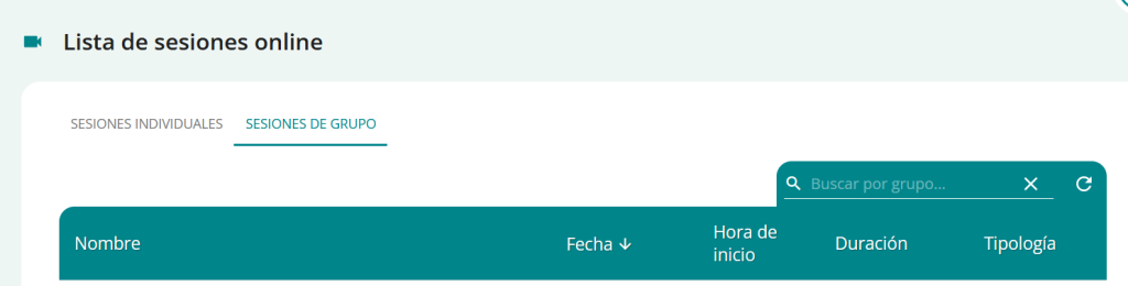 lista sesion de grupos