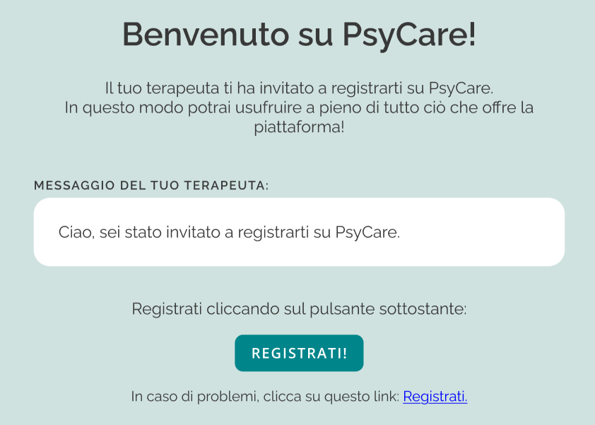 Mail invito alla registrazione
