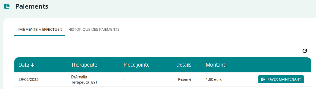 paiements a effectuer