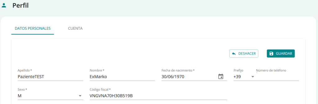 modifica perfil