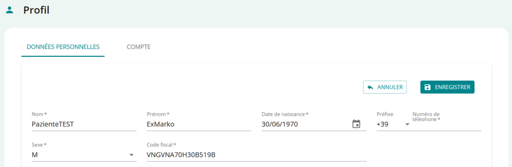 modifier profil