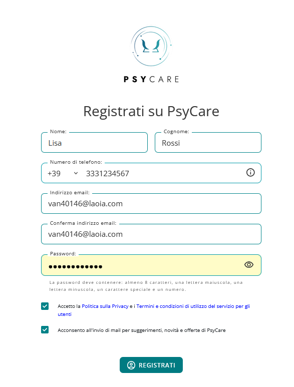 il paziente si registra