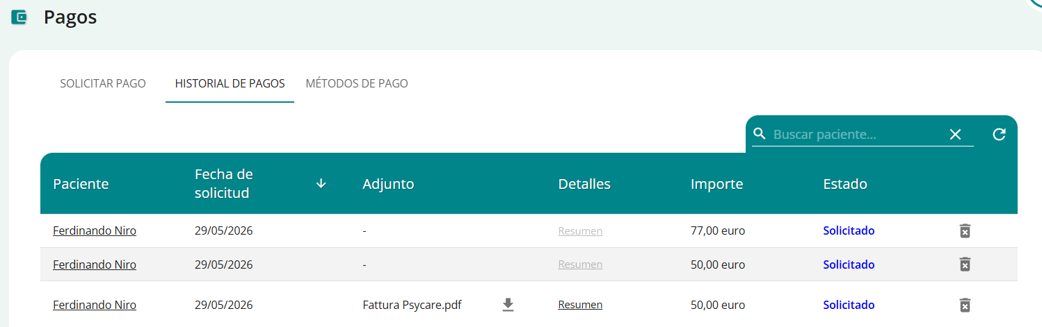storico pagamenti es