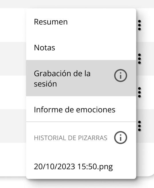 Dropdown menu grabacion