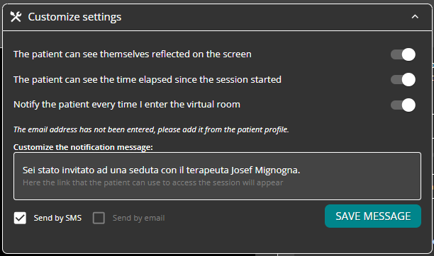 settings aperto en