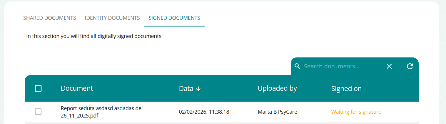 sigend documents patient