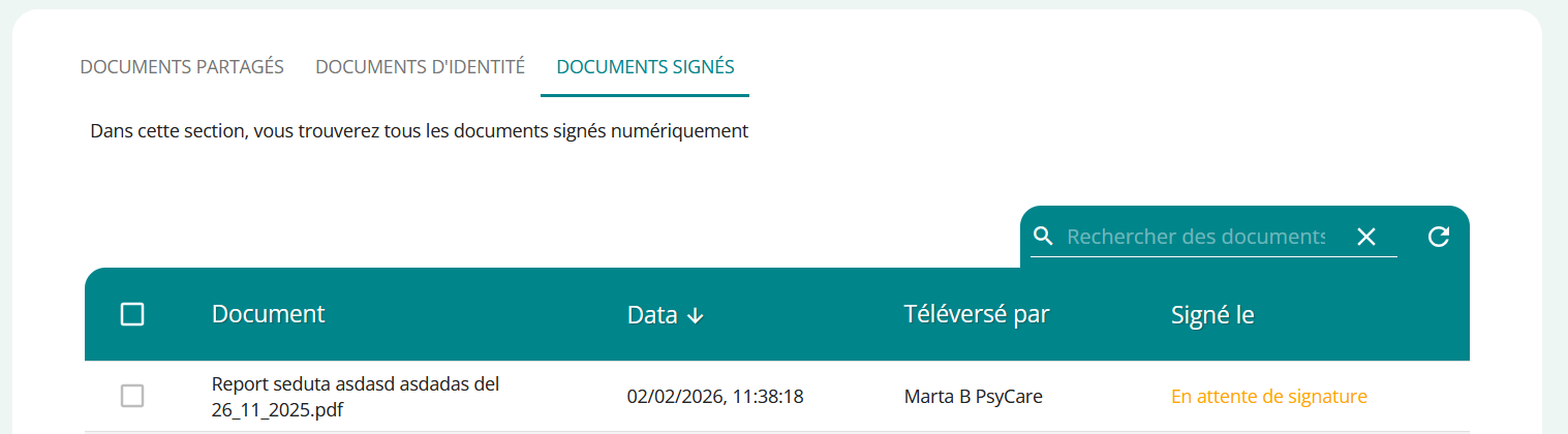 Documents signés patient