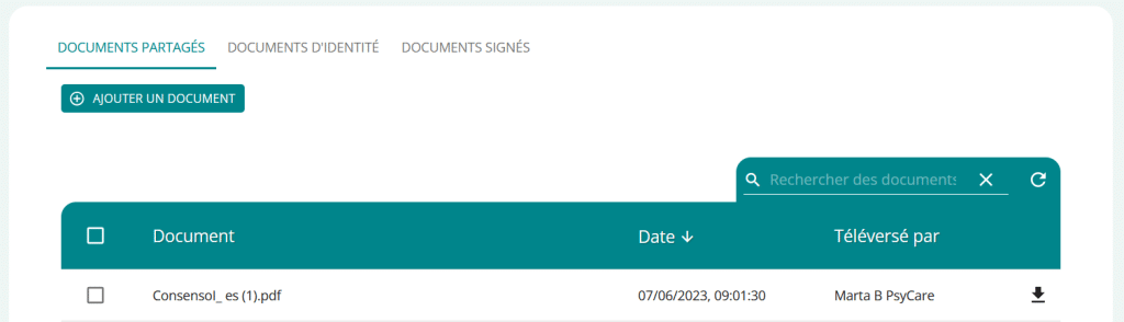 Documents patient
