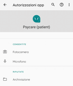 Autorizzazioni App per il paziente